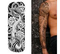CARGEN Temporary Tattoos Shoulder to Wrist Dragon Ink Stickers Large Size Waterproof Durable Engraving Tattoo Stickers Body Sticker Men Pattern Dragon