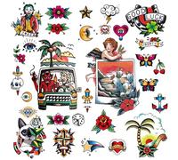 CARGEN Vintage Temporary Tattoo Sailor Jerry Temporary Tattoos Traditional Tattoo Cool Classic Old School Stickers For Men Women For Boys Girls For Party Waterproof