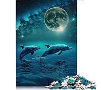 CARGIS 1000 Piece Dolphin Jigsaw Puzzle for Adults, Basswood, Scenic, Ocean Theme, 50x75cm, 1000 Pieces, 1 Set, All Ages