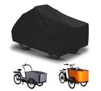 Cargo Bike Cover Waterproof 600D Oxford Fabric Welded Inner Seams Bicycle Garage for Cargo Bike Tarpaulin Tricycle Bicycle Protective Cover Two Lane