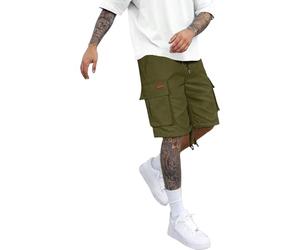 Cargo Combat Shorts for Mens UK with Multi Pockets Casual Elasticated Drawstring Loose Straight Running Fashion Summer Solid Color Workwear Chino Shorts Classic-Fit Gym Outdoor