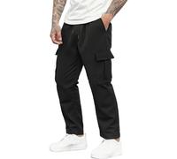 Cargo Combat Trousers Men - Elasticated Cargo Joggers Sweatpants Loose Fit Outdoor Walking Hiking Work Pants Straight Tracksuit Bottoms Multi Pockets Solid Color Work Wear Black