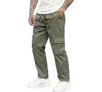Cargo Combat Trousers Men - Elasticated Cargo Joggers Sweatpants Loose Fit Outdoor Walking Hiking Work Pants Straight Tracksuit Bottoms Multi Pockets Solid Color Work Wear Green