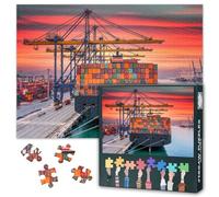 Cargo Container Ship Puzzles for Adults 1000 Pieces, Global Business Import Export Jigsaw Puzzles, Adult Puzzle for Adults, Educational Fun Games or Toys for Elders Friends 20X27 INCH