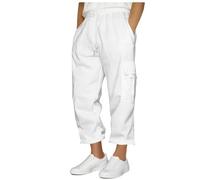 Cargo Cropped Trousers for Men UK Sale Clearance, Drawstring Elasticated Waist Sweatpants, Three Quarter Length Trousers Casual Cotton Capri Pants Chino Shorts Multi Pockets Work Jogging Bottom