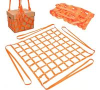 Cargo Hoisting Nets, 1x1M Thickened Polyester Lifting Net 300KG Capacity, Heavy Duty Cargo Hanging Net with 4 Lifting Loops, Square Mesh Hoisting Net for Construction, Warehouse, Van & Loading, Orange