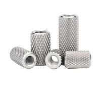 Cargo Hoisting Nets, Stainless Steel Extended Cylindrical Flat Head Knurled Hand Screw Nut Silver M3-M16 1-5Pcs(M4x10x10 (5Pcs))