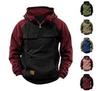 Cargo Hoodies for Men Uk Mens 1/4 Zip Pullover Hoodie Tactical Sweatshirt Zip Up Hoodies Workout Gym Fashion Outdoor Work Hoodie Sweatshirts for Men Hoody Sweatshirts with Pockets