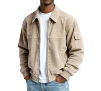 Cargo Jacket Mens Mens All Weather Jacket Fleece Lined Winter Windproof Water Resistant Coat with Zipper for Urban Exploration and Versatile Daily Use Sherpa Khaki XL