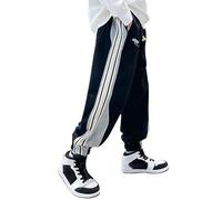 Cargo Joggers Boy Strip Patchwork Stretchy Drawstring Waist Jogging Pant Lazy Versatile Chinos Trousers Corset Foot Sweatpants Regular Fit Comfort Pants Athletic Lounge Cargo Black