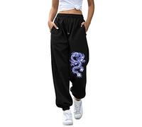 Cargo Joggers Womens White Tracksuit Pants for Mum Cocktail Women Printed Casual Pants Sports Closed Waist Lace Up Elastic Waist Small Foot Pants Sweatpants Sale Clearance