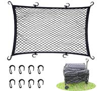 Cargo Net for Utility Folding Wagon, Beach Cart,Trolley Cart, Wagon net Cover,Garden Cart Cover Net - Elastic Heavy Duty Nylon Net with 8 Hooks (35.5"×23.6" to 71"×47") (jj2024003)