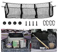 Cargo Net, Heavy Duty Elasticated Trunk Cargo Organizer Mesh Storage Net | 3 Pocket, 4 Hooks, Universal Fit for Pickups, Vans, SUVs, ATVs & UTVs, Luggage & Camping Net