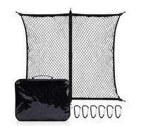 Cargo Net, Pickup Truck Bed Cargo Net Mesh Organizer with 6 Hooks And Organizer Bag for Car Luggage Rear Boot Van Roof Storage, 4'x4'Stretch to 7'x7'