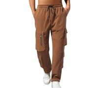 Cargo Pants for Men UK, Cargo Joggers with Elasticated Waist, Casual Classic Tracksuit Bottoms Wide Leg, Relaxed Fit Comfort Trousers with Multi Pockets, Lightweight Sweatpants Men All Season Khaki