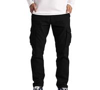 Cargo Pants Men Elasticated Waist Straight Leg Cargo Trousers Multi Pockets Combat Work Trousers Lightweight Solid Color Slim fit Casual Trousers