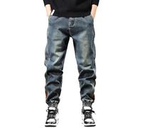 Cargo Pants Men Mens Combat Trousers Heavyweight Style Patchwork Cargo Jeans for Relaxed Fit Casual Tapered Ankle Pants for Outdoor Hiking Climbing Workwear with Windproof Warm Comfort Fit