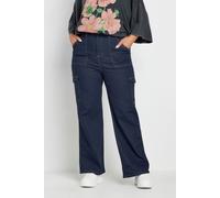 Yours Curve Cargo Pocket Straight Leg Jeans - Women's - Plus Size Curve Blue