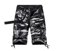 Cargo Shorts for Men 2025 Regular and Big & Tall Camo Short Pants Multi Pockets Tooling Fashion Outdoor Work Short Bermudas De Hombre(Black, 34)