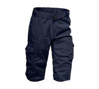 Cargo Shorts for Men 3/4 Length Stretch Plus Size Relaxed Fit Cotton Work Shorts with 7 Pockets Casual Durable Elastic Waist Three Quarter Pants with Belt Loops Summer Heavy Duty Workwear Navy