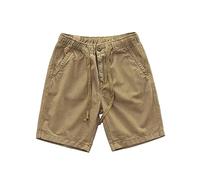 Cargo Shorts for Men Baggy Combat Shorts Drawstring Elasticated Waist Trousers with Multi Pockets (Khaki,XXL)