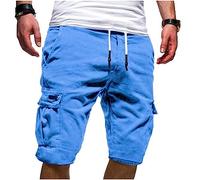 Cargo Shorts for Men Relaxed Fit Outdoor Travel Cargo Shorts Lightweight Casual Work Shorts with Multi Pockets (Color : Light Blue, Size : 3XL)