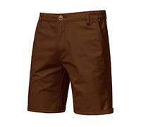 Cargo Shorts for Men Stretch Chino Short Slim Fit 10" Inseam Flat Front Summer Cotton Casual SweatShorts with Pockets Shorts De Hombre(Brown, L)