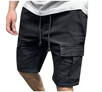 Cargo Shorts for Men UK Clearance,Mens Solid Color Elastic Waist Drawstring Chino Shorts Summer Outdoor Beach Work Short Pant Casual Loose Running Joggers Sport Sweatpants with Pockets XS-5XL