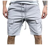 Cargo Shorts for Men UK Clearance,Mens Solid Color Elastic Waist Drawstring Chino Shorts Summer Outdoor Beach Work Short Pant Casual Loose Running Joggers Sport Sweatpants with Pockets XS-5XL