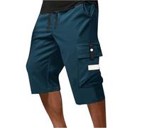 Cargo Shorts for Men UK Elasticated Waist Bermuda Loose Work Multi Stretch Fit Lightweight Short with Pockets Fashion Summer Color Hiking Comfy Fishing Royal Blue
