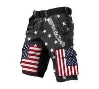 Cargo Shorts for Men UK - Men's Summer USA Independence Day Printed Casual Cargo Shorts - Hiking Combat Camo Short with Multi-Pockets Summer Outdoor Quick-Dry Breathable Elasticated Waist