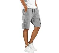 Cargo Shorts for Men UK Quick Dry Work Short Drawstring Half Pants Elasticated Waist Summer Workwear Lightweight Ripstop Tactical Combat Short Loose Fit Stretch Hiking Shorts with Pockets