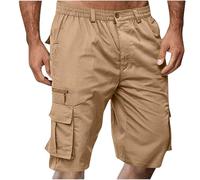 Cargo Shorts for Men UK Summer Elastic Waist Bermuda Hiking Work Mens Shorts with Zip Pockets Casual Knee Length Bermuda Outdoor Lightweight Jogger Gym Pants Rip-Stop Fabric Comfortable & Durable