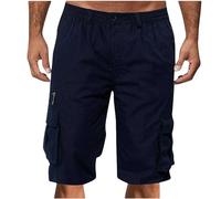 Cargo Shorts for Men UK Summer Elastic Waist Bermuda Hiking Work Mens Shorts with Zip Pockets Casual Knee Length Bermuda Outdoor Lightweight Jogger Gym Pants Rip-Stop Fabric Comfortable & Durable