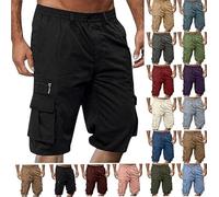 Cargo Shorts for Men UK Summer Elastic Waist Bermuda Hiking Work Mens Shorts with Zip Pockets Casual Knee Length Bermuda Outdoor Lightweight Jogger Gym Pants Rip-Stop Fabric Comfortable & Durable