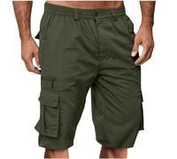 Cargo Shorts for Men UK Summer Elastic Waist Bermuda Hiking Work Mens Shorts with Zip Pockets Casual Knee Length Bermuda Outdoor Lightweight Jogger Gym Pants Rip-Stop Fabric Comfortable & Durable