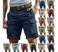 Cargo Shorts for Men UK Summer Elastic Waist Bermuda Hiking Work Mens Shorts with Zip Pockets Casual Knee Length Bermuda Outdoor Lightweight Jogger Gym Pants Rip-Stop Fabric Comfortable & Durable