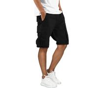 Cargo Shorts for Men UK Summer Elastic Waist Bermuda Hiking Work Mens Shorts with Zip Pockets Casual Knee Length Outdoor Lightweight Jogger Gym Pants Rip-Stop Fabric Comfortable Durable Black