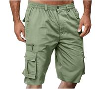 Cargo Shorts for Men UK Summer Elastic Waist Bermuda Hiking Work Mens Shorts with Zip Pockets Casual Knee Length Bermuda Outdoor Lightweight Jogger Gym Pants Rip-Stop Fabric Comfortable & Durable