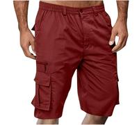 Cargo Shorts for Men UK Summer Elastic Waist Bermuda Hiking Work Mens Shorts with Zip Pockets Casual Knee Length Outdoor Lightweight Jogger Gym Pants Rip-Stop Fabric Comfortable Durable