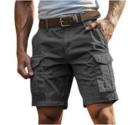 Cargo Shorts for Men UK Summer Elastic Waist Bermuda Hiking Work Mens Shorts with Zip Pockets Casual Knee Length Bermuda Outdoor Lightweight Jogger Gym Pants Rip-Stop Fabric Comfortable & Durable