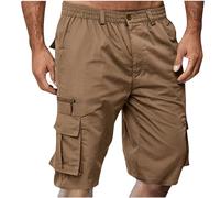 Cargo Shorts for Men UK Summer Elastic Waist Bermuda Hiking Work Mens Shorts with Zip Pockets Casual Knee Length Bermuda Outdoor Lightweight Jogger Gym Pants Rip-Stop Fabric Comfortable & Durable