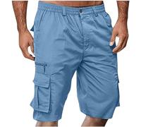 Cargo Shorts for Men UK Summer Elastic Waist Running Shorts Mens Hiking Work Beach Short with Zip Pockets Casual Knee Length Bermuda Outdoor Lightweight Quik Dry Gym Trousers