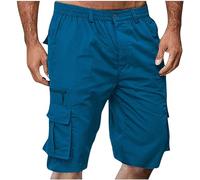 Cargo Shorts for Men UK Summer Elastic Waist Running Shorts Mens Hiking Work Beach Short with Zip Pockets Casual Knee Length Bermuda Outdoor Lightweight Quik Dry Gym Trousers Blue #2 M