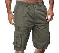 Cargo Shorts for Men UK Summer Elastic Waist Running Shorts Mens Hiking Work Beach Short with Zip Pockets Casual Knee Length Bermuda Outdoor Lightweight Quik Dry Gym Trousers AG #2 L