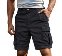 Cargo Shorts for Men Work Short Casual Zipper Button Pant Loose Fit Leightweight Workout Pants Summer Outdoor Relaxed Fit Hiking Shorts with Pockets (Black-c, M)