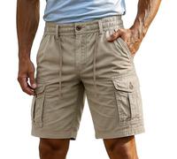 Cargo Shorts for Men Work Short Casual Zipper Button Pant Loose Fit Leightweight Workout Pants Summer Outdoor Relaxed Fit Hiking Shorts with Pockets (Khaki-i, M)