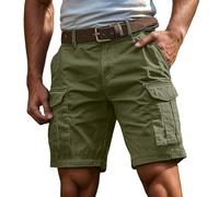 Cargo Shorts for Men Work Short Casual Zipper Button Pant Loose Fit Leightweight Workout Pants Summer Outdoor Relaxed Fit Hiking Shorts with Pockets (Green-h, M)