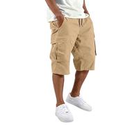 Cargo Shorts for Mens Combat Casual Work Shorts with Multi Pocket Outdoor Workout Hiking Cropped Short Chino Stretch Trousers Combat Short for Beach Holiday Yoga Gym Daily Walking Khaki