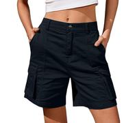Cargo Shorts For Women Uk - Ladies Knee Length Bermuda Shorts With Multipockets Wide Leg Hiking Work Pants Baggy Cargo Pants Summer Casual Half Pants For Outdoor Hiking Work Travel Golf